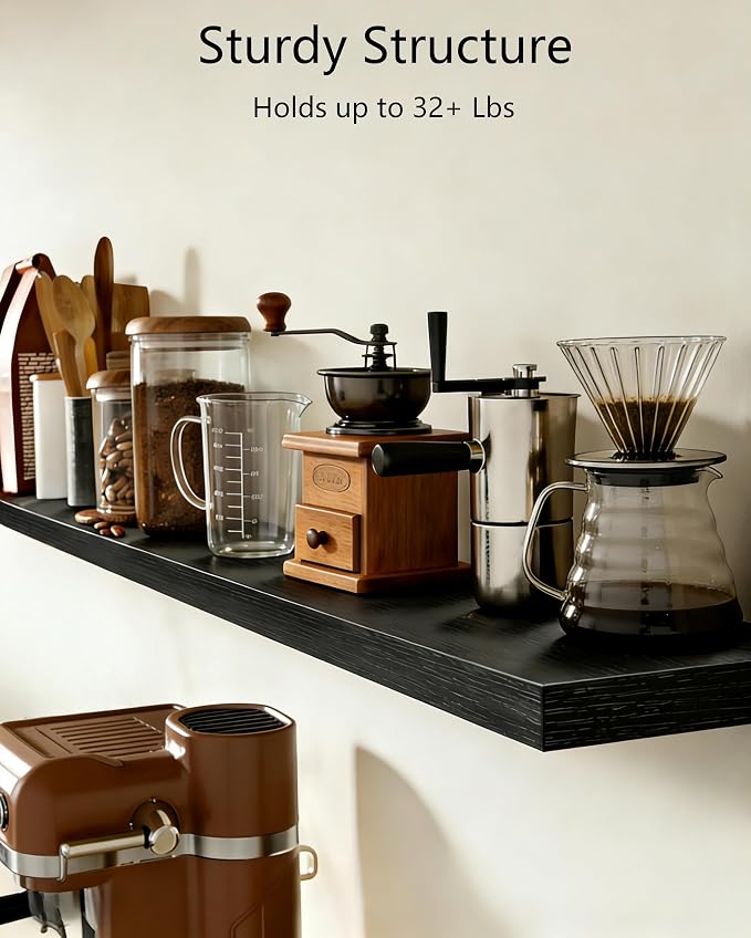 Vervida® Floating Shelves, 35.4 inch Wall Mounted Rustic Wood Shelves - Image 3