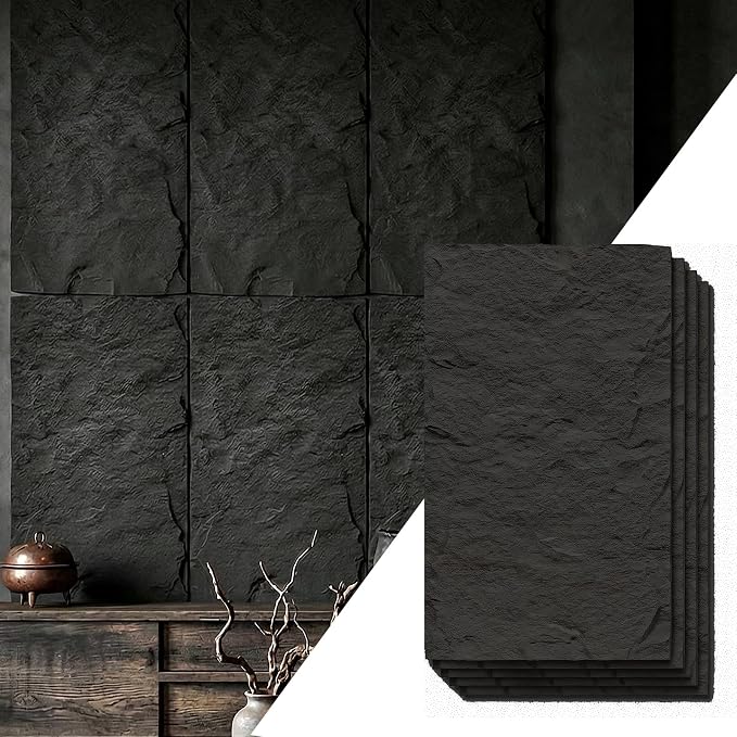 VooBang 4 Pack 3D Wall Panels, Lava Rock Molten Texture PU Wall Panels by VooBang