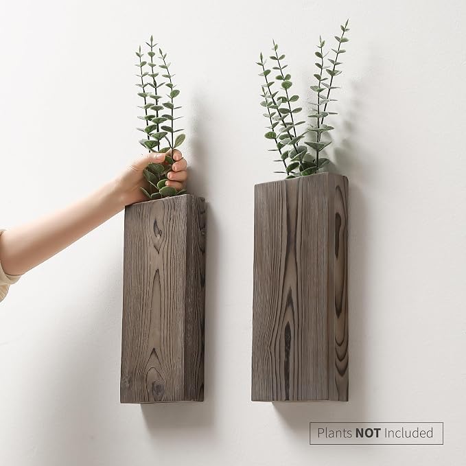 Wood Wall Planter Set of 2, Wood Wall Pocket - Image 6