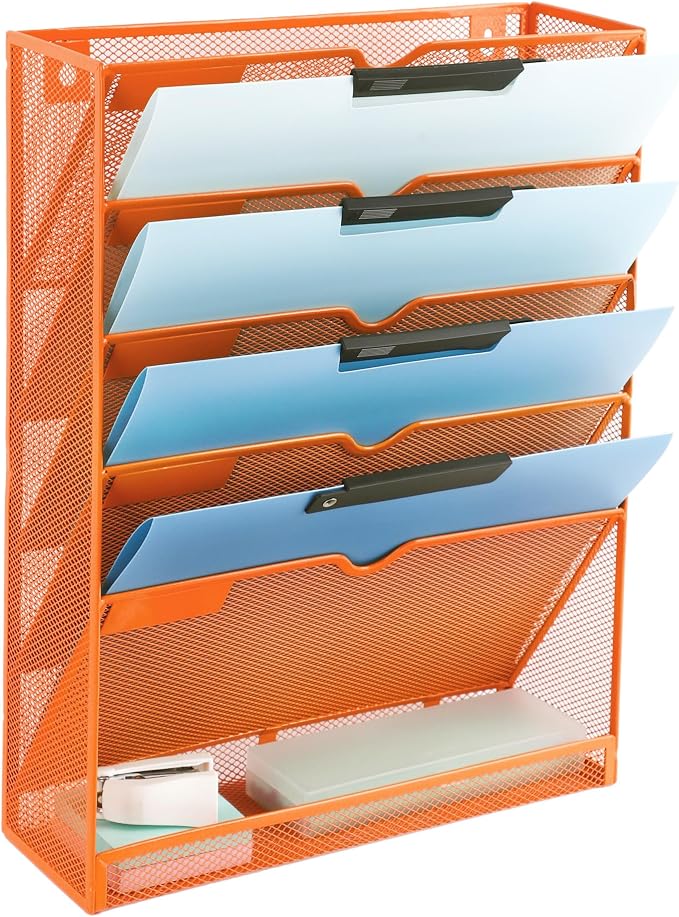 EASEPRES 6 Tier Mesh Hanging Wall File Organizer, Desk Vertical Mail Paper by EASEPRES
