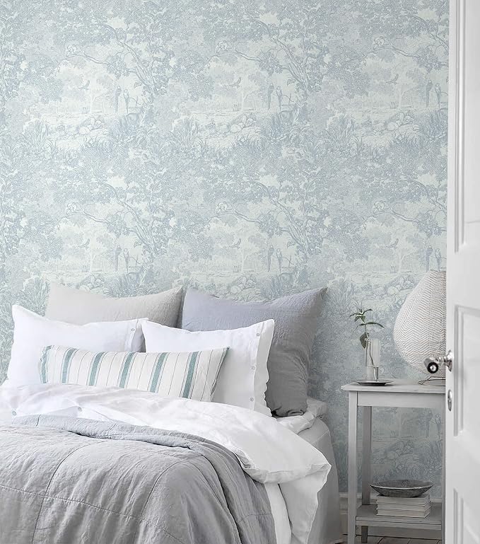 Heroad Peel and Stick Wallpaper Blue and White Vintage Forest Animals Floral - Image 7