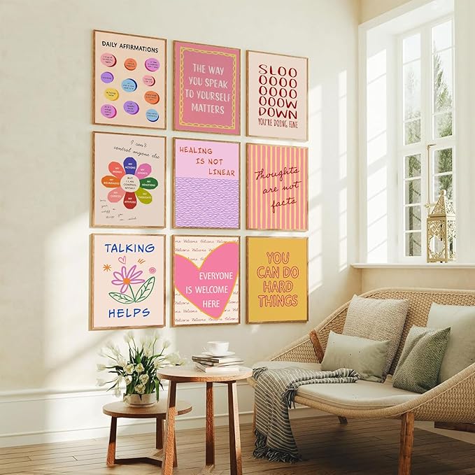 LOARTVE 9Pcs Mental Health Wall Art Prints Motivational Psychology Wall Decor - Image 2
