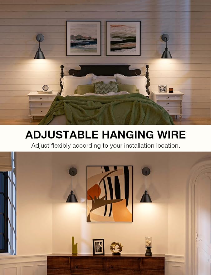 NIORSUN Matte Black Battery Operated Wall Sconce Set of 2, 5200mAh Dimmable - Image 7