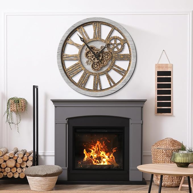 The B-Style Large Wall Clock 24 inch Moving Gear Wall Clock Oversized Vintage - Image 5