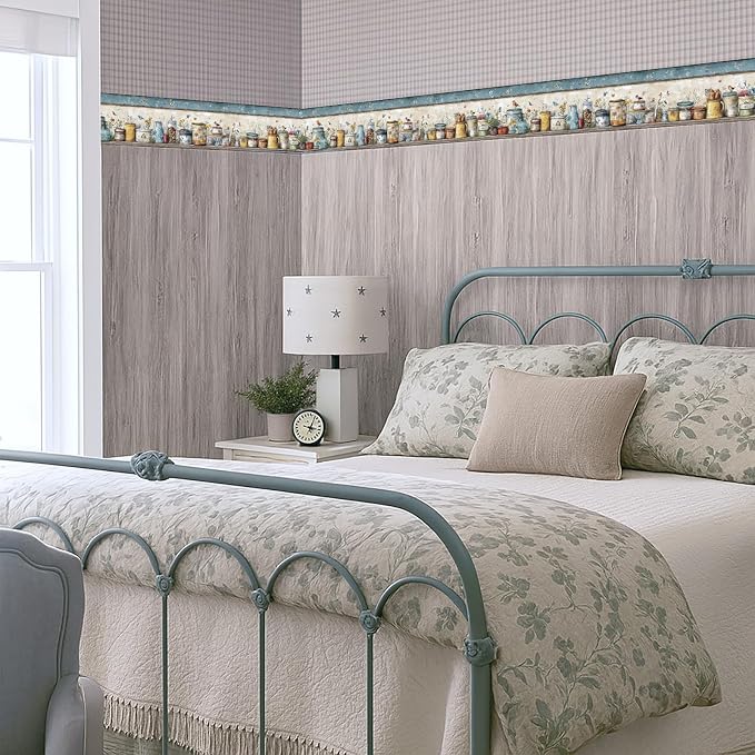 Rustic Country Mason Jar Wallpaper Border 196x4 Inch Peel and Stick Wall Border - Image 7
