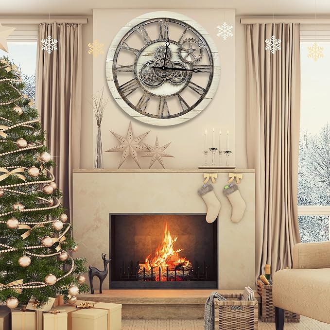 The B-Style Large Wall Clock 24 inch Moving Gear Wall Clock Oversized Vintage - Image 7