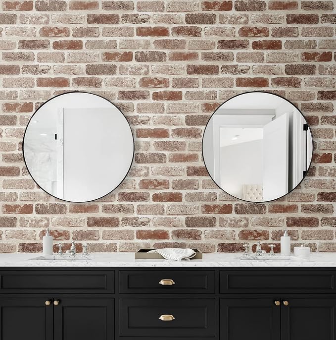 NextWall Washed Faux Brick Peel and Stick Wallpaper - Image 2