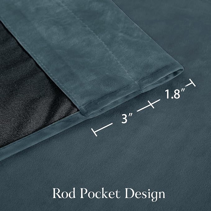 NICETOWN Slate Blue Blackout Velvet Curtains - Image 8