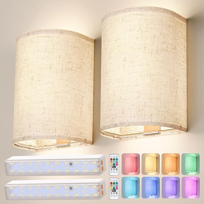 OCATO Battery Operated Wall Sconce: Wireless Wall Sconces Set of Two Magnetic by OCATO