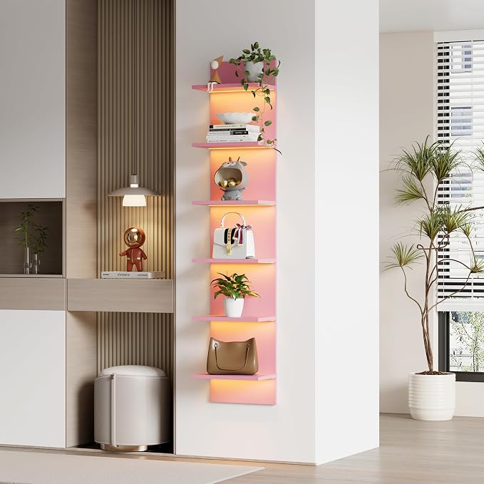 Qupui 6-Tier Wall Shelf with RGB LED Lights - Image 4