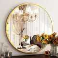 HARRITPURE 24 Inch Round Mirror, Modern Aluminum Alloy Frame Wall Mounted by HARRITPUREHome