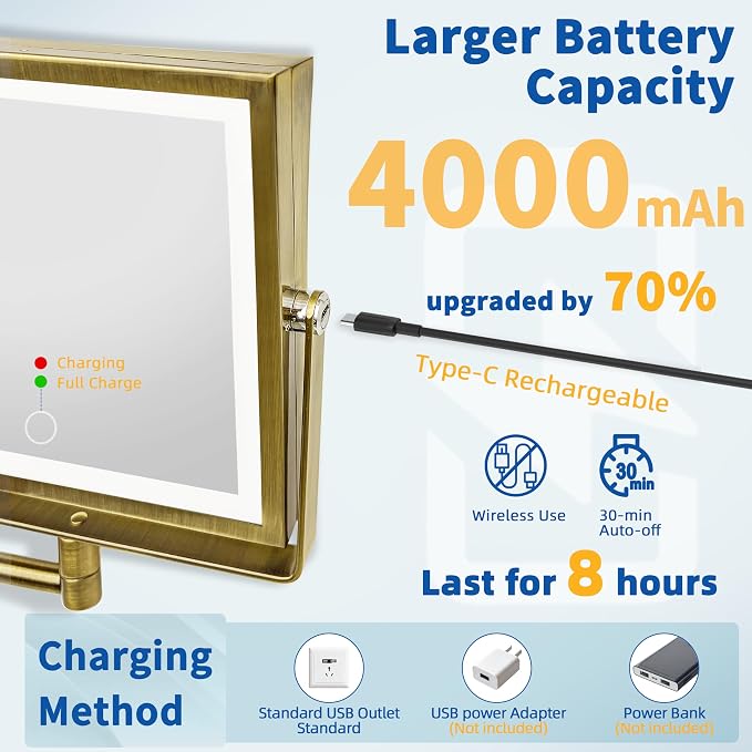 Ruacq Rechargeable Wall Mounted Makeup Mirror - Image 3