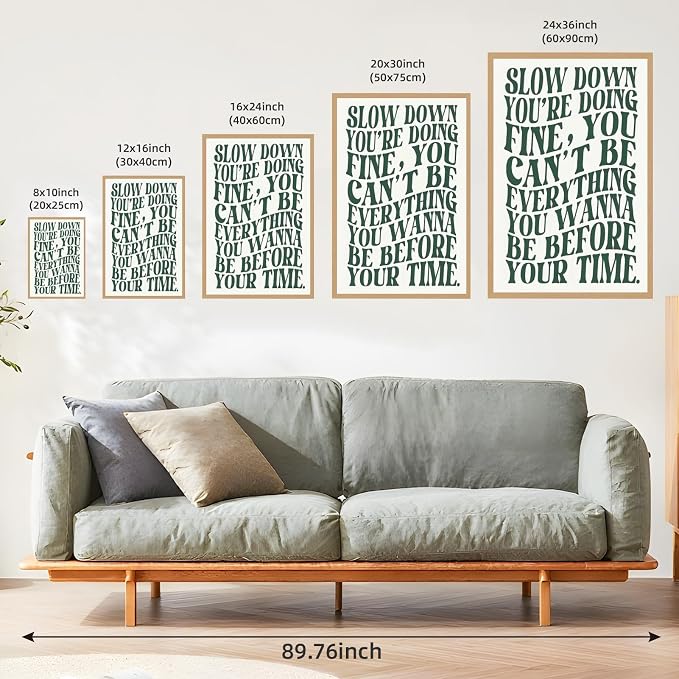 Green Wall Art Pop Music Vienna Lyrics Poster Slow Down Youre Doing Fine Canvas - Image 3