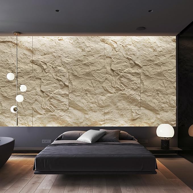 KASARO 3D Faux Stone Wall Panels, Cement Texture Thicker Accent - Image 3