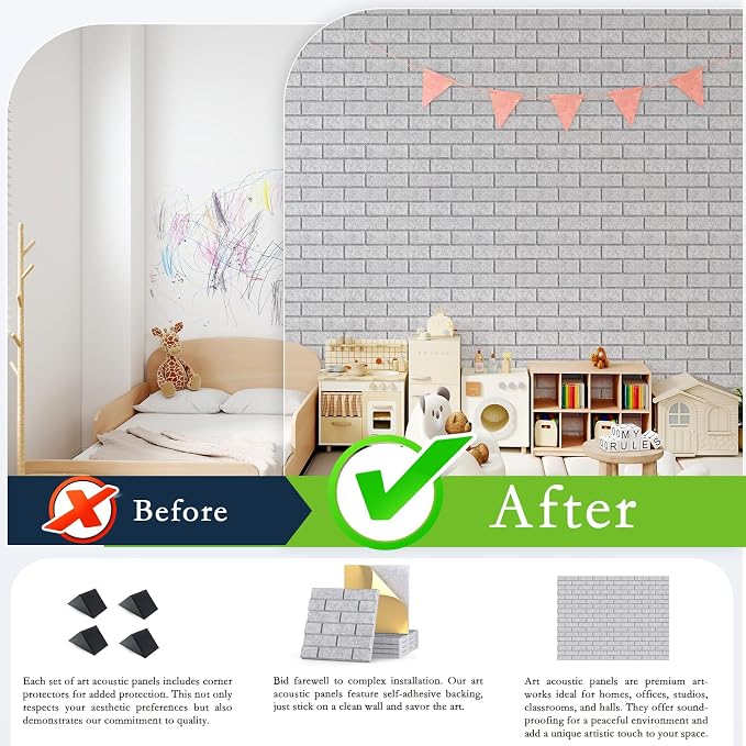 12Pack Acoustic Wall Panels, High Density Decorative Acoustic Foam Sound - Image 5