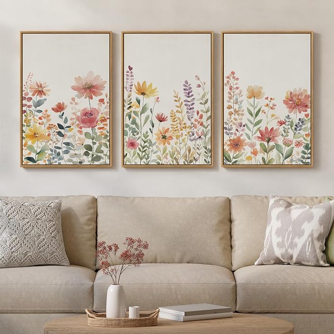 Framed Watercolor Floral Wall Art by MXART
