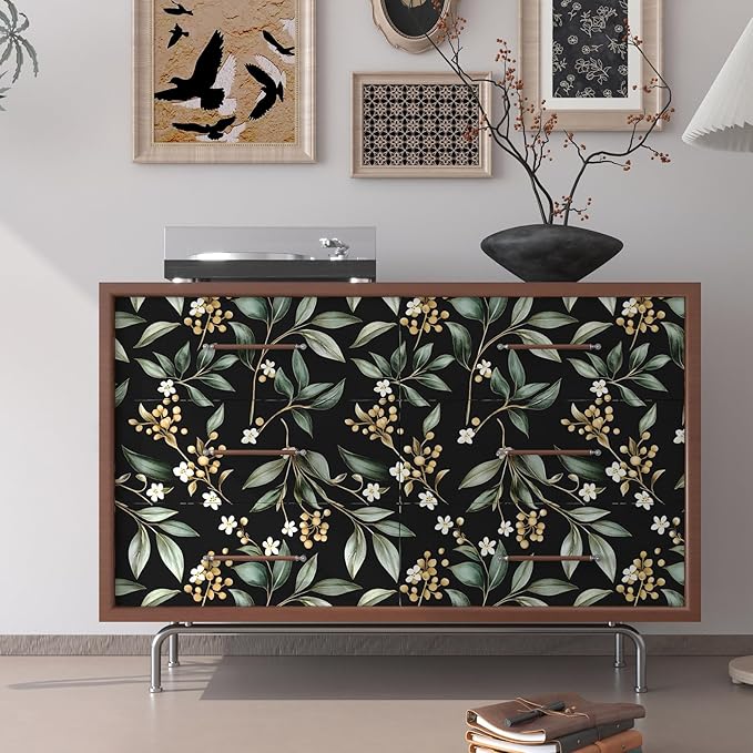 Dark Peel and Stick Wallpaper Vintage – Dark Green Leaf Removable Self-Adhesive - Image 2