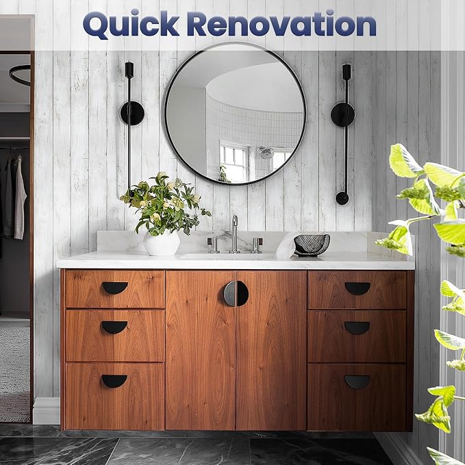 Abyssaly Peel and Stick Wallpaper 17.7" X 118" White Gray Wood Shiplap Contact - Image 3
