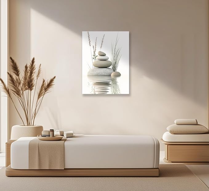 KBIERQN Zen Stone Canvas Wall Art Stacked Stones in Water Poster Print Tranquil - Image 7