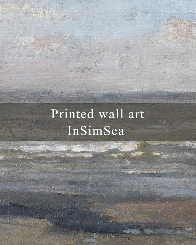 InSimSea Framed Canvas Wall Art, Vintage Coastal Landscape Painting, Rustic - Image 7