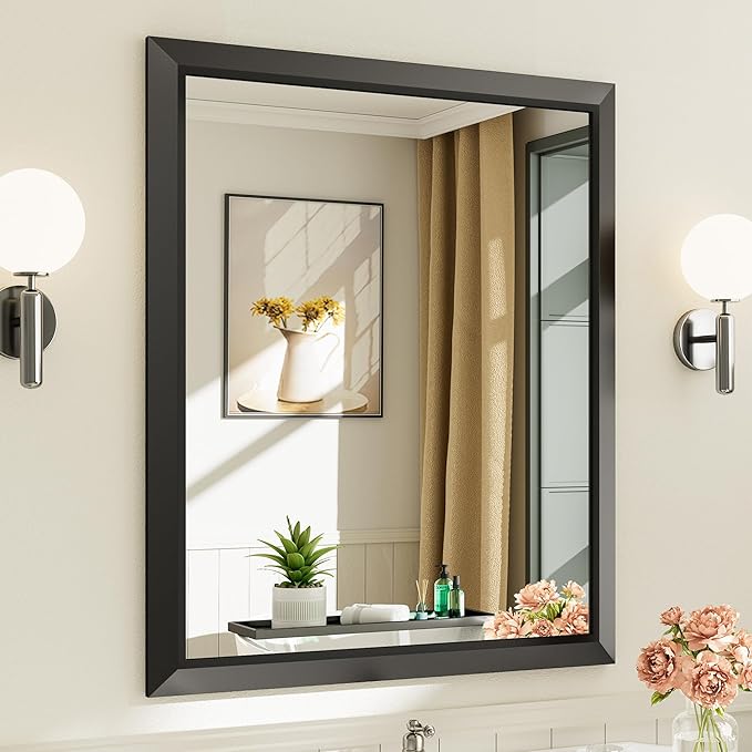 Briivue 36x30 Inch Black Bathroom Mirror by Briivuemodernmirrors