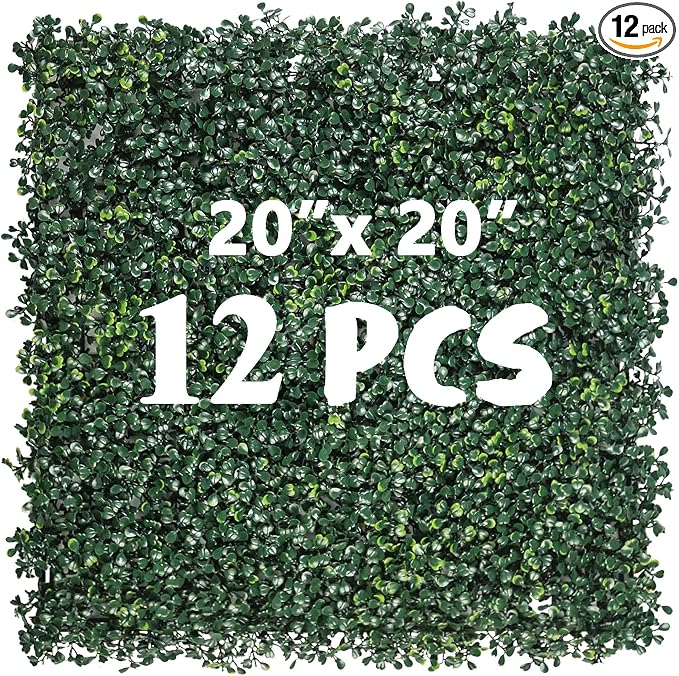 12PCS 20"x 20" Artificial Boxwood Wall Panels, UV-Anti Grass Wall Hedge Plant by Unknown
