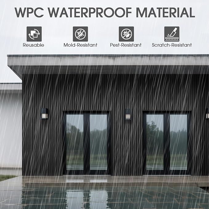 WPC Slat Wall Panels 8 Pack 96" x 8.2", Waterproof Fluted Wall Paneling - Image 3