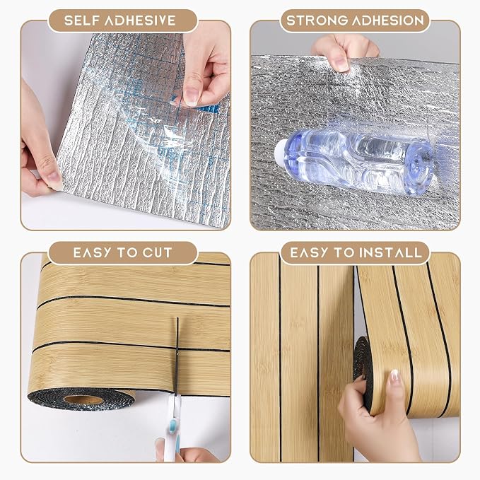 VEELIKE Natural Bamboo Slat Wall Panels Peel and Stick Wood Panels - Image 8