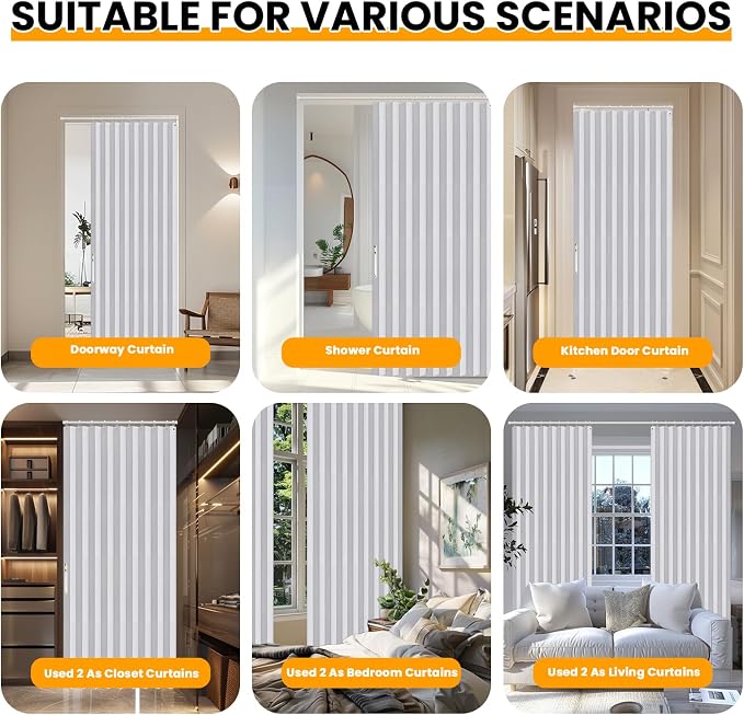 AJAZZ 100% Blackout Magnetic Door Curtain Accordion Doors Interior Closet Door - Image 5