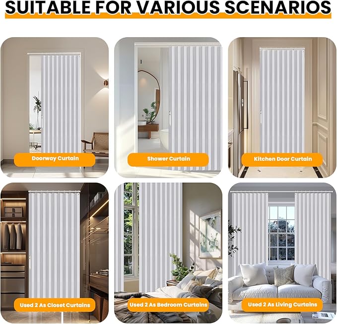 AJAZZ 100% Blackout Accordion Doors Interior Closet Curtain Magnetic Door - Image 5