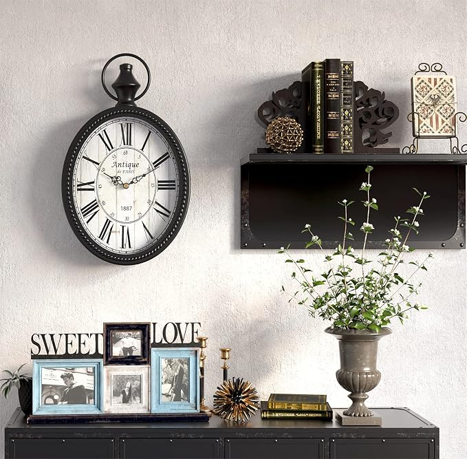 Menterry Small Retro Oval Wall Clock, Antique Old Design, Battery Operated - Image 7
