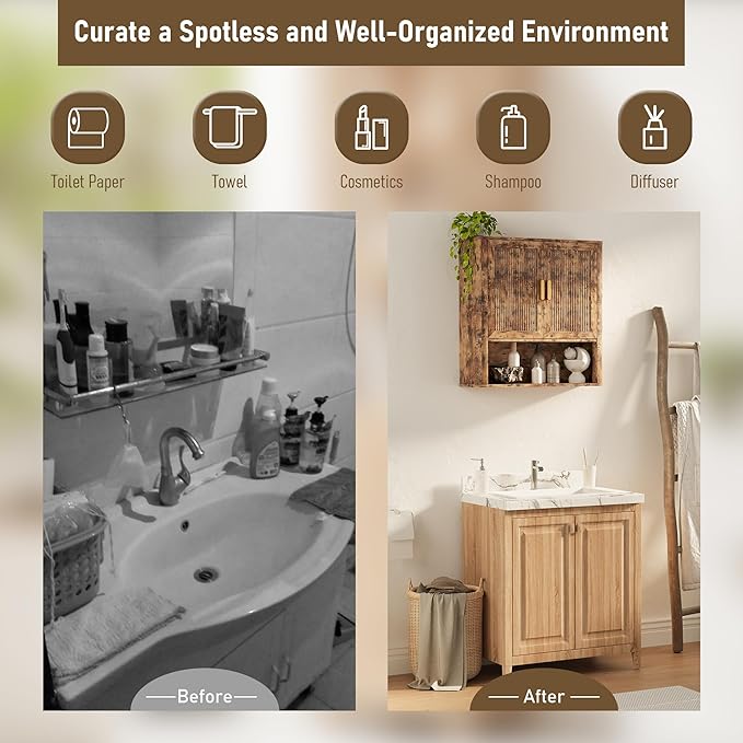 INNOD Bathroom Wall Cabinet, Wall-Mounted Medicine Cabinet - Image 4