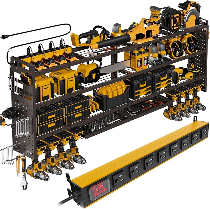 XLarge 64''W Power Tool Organizer Wall Mount | 8-Outlet TR Charging Station | by STURDIFLOW