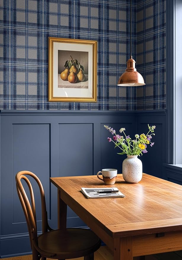 NextWall Harry & Grace Herringbone Plaid Premium Matte Non-Woven Peel and Stick - Image 2