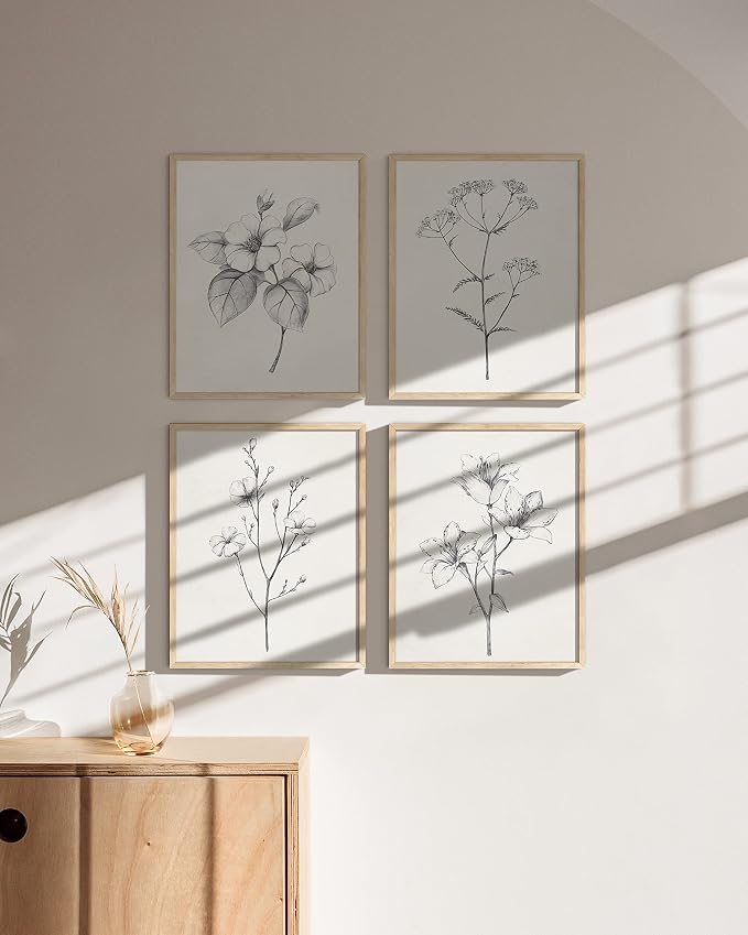 HAUS AND HUES Grey Floral Wall Art - Image 5