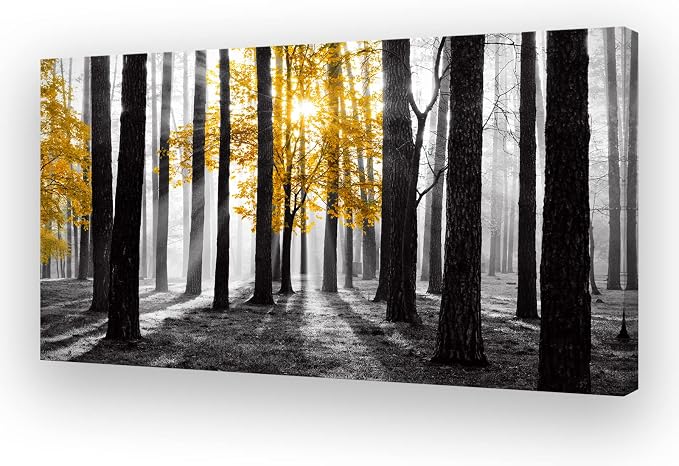 Cao Gen Decor Art S06350 Wall Art Canvas Painting Yellow Tree in Black and by Cao+Gen+Decor+Art