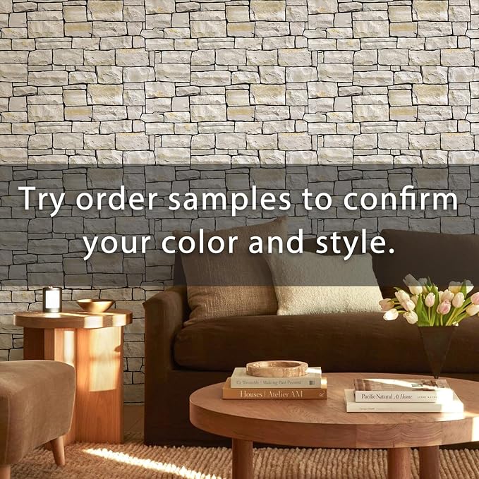 Commomy 12 pcs Faux Stone 3D Wall Panels Peel and Stick - Image 2