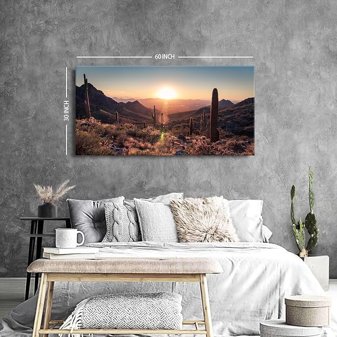 Mountain Wall Art Sunset Cactus Wall Decor Arizona Sonoran Desert Canvas - Image 4