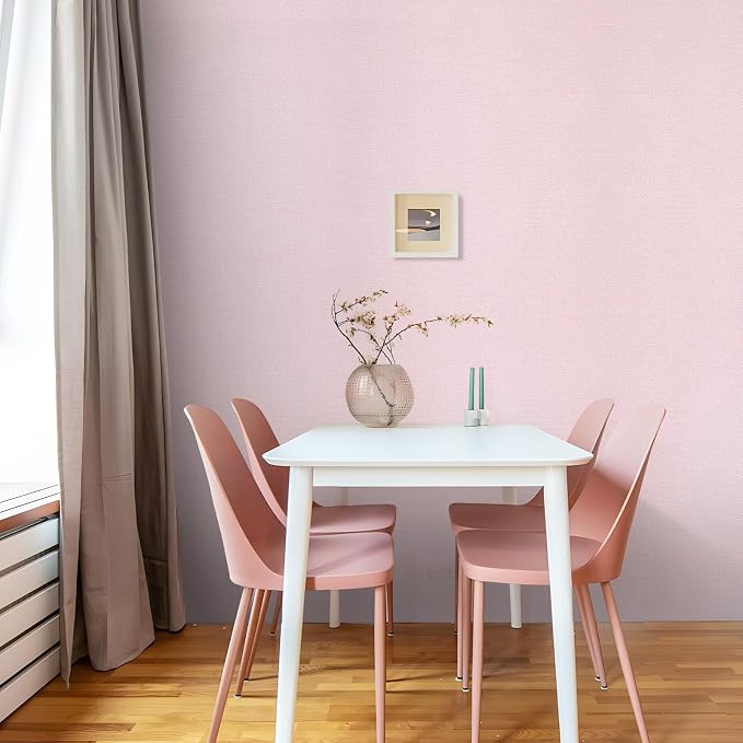 15.75"x787.4" Pink Wallpaper Peel and Stick Removable Grasscloth Textured - Image 6