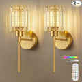 Crystal Battery Operated Wall Sconces, Brushed Gold Rechargeable Wireless Wall by Unknown