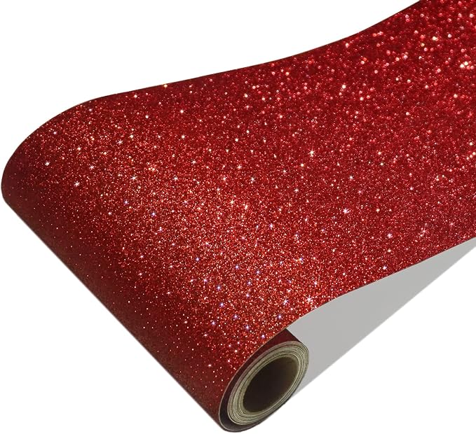 CRE8TIVE Red Glitter Wallpaper Border Peel and Stick Decorative Sparkle Red by CRE8TIVE