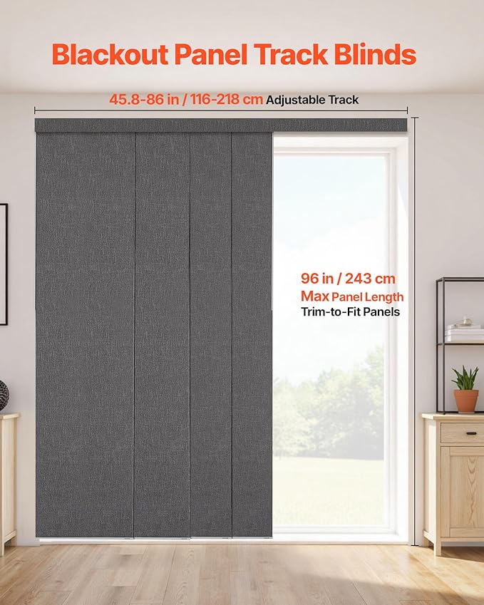 VEVOR Panel Track Blinds, Extendable Track from 45.8 in to 86 in W, Trimmable - Image 2