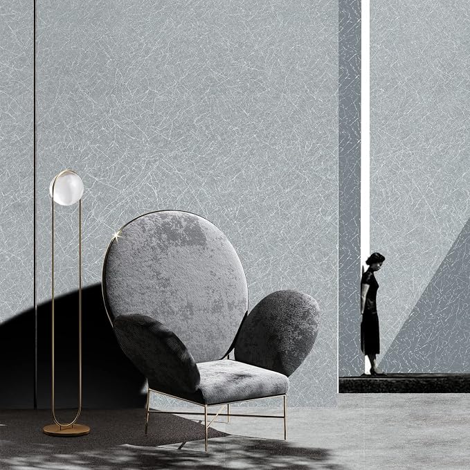 Cohoo Home Gray Peel and Stick Wallpaper Grey Silk Contact Paper - Image 8