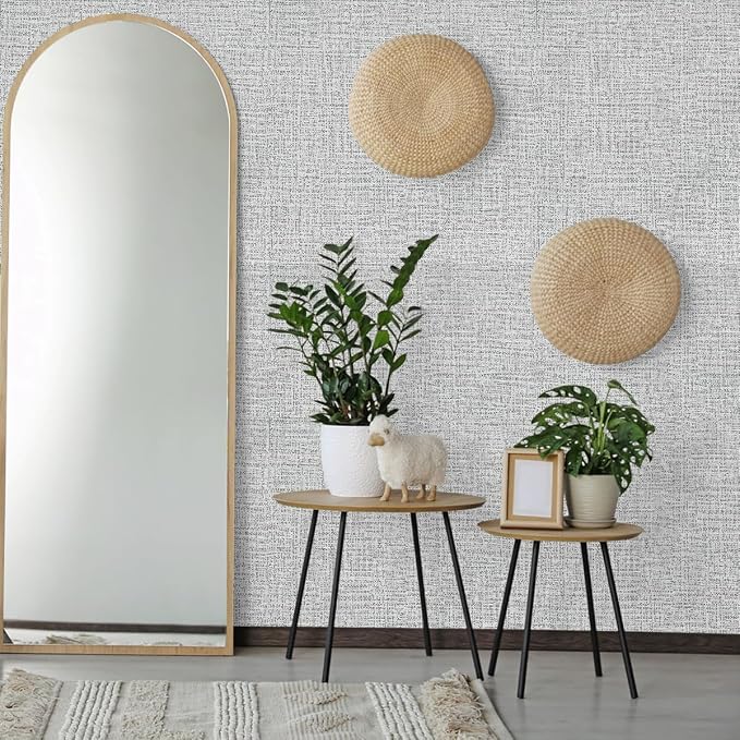 Grey Wallpaper Grasscloth Peel and Stick Wallpaper 17.7inchx196.8inch Textured - Image 8