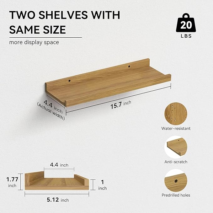 Boswillon Floating Shelves Set of 2, Modern Wall Shelves - Image 3