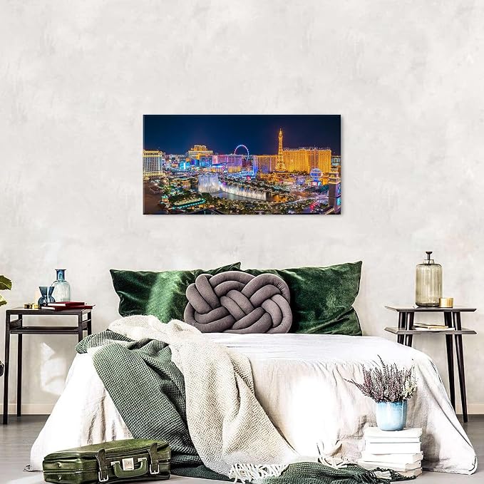 Las Vegas Skyline Wall Art American Cityscape Wall Decor City Night View Canvas - Image 4