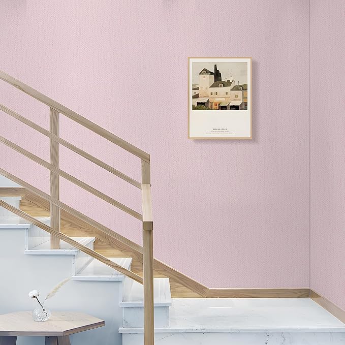 Vintage Pink Wall Paper Peel and Stick Textured Wallpaper Renter Friendly - Image 5