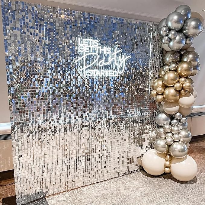 COKAOBE Silver Shimmer Wall Backdrop, Photo Backdrops - Image 5
