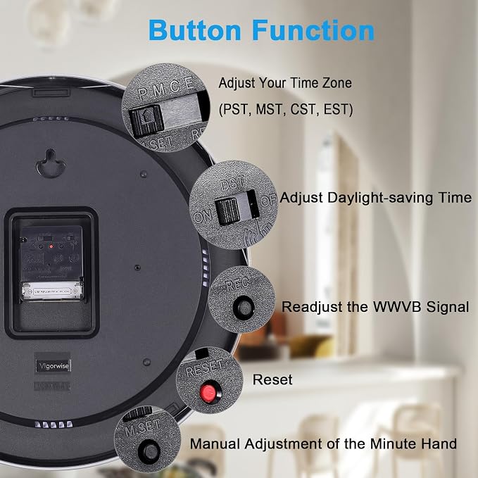Atomic Analog Wall Clock, 14Inch Radio Controlled Sets Automatically Wall Clock - Image 5