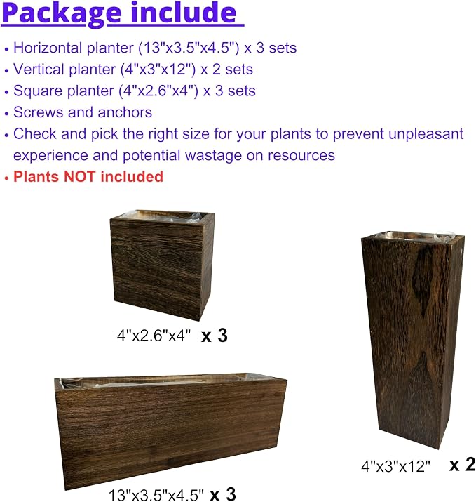 LaLaGreen Wood Planter Box for Plants Wooden Wall Hanging Planters for Indoor - Image 2